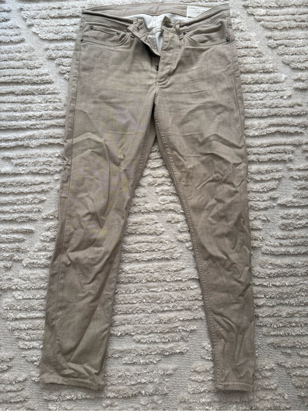 Rag & Bone Jeans Mens 32x32 Tan Wash Fit 2 Slim Skinny